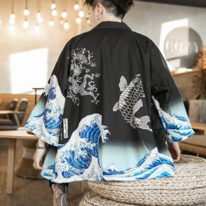 Pánské Japonské kimono cardigan s potiskem