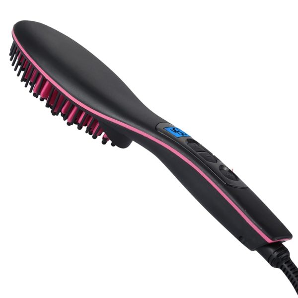 Módní žehlicí kartáč na vlasy s LCD displejem - Pink, Eu