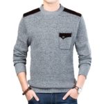 Pánský moderní svetr s kapsičkou Norbert - Light-grey, 3xl