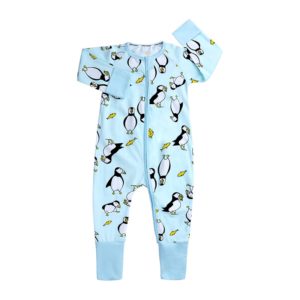 Novorozenecké přechodné dupačky / pyžamo s roztomilým motivem tučňáka
