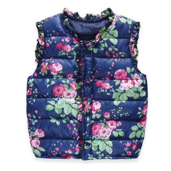 Zimní dětská vesta s květinovým vzorem - Vest-05, 10let