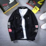 Pánská podzimní džínová bunda s potiskem - Ylj30169-black, 4xl
