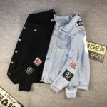 Pánská podzimní džínová bunda s potiskem - Ylj30169-black, 4xl