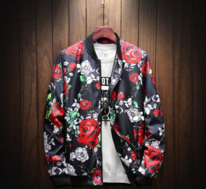 Pánská jarní a podzimní bunda s Japonským květinovým vzorem - Barevna, 5xl