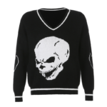 Dámský stylový svetr Gothic Skull - Grey-long-sleeve, S