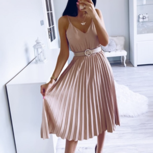 Dámské společenské elegantní růžové šaty se skládanou sukní