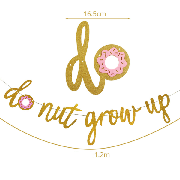 Hravé závěsné narozeninové nápisy ve vzoru donutů - 1pcs-cake-topper
