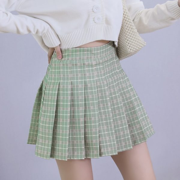 Dámská módní mini skládaná sukně - Light-green, Xxl