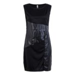 Dámské elegantní koženkové šaty v business stylu - Black, Xxl