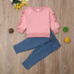Dívčí bavlněný set módního oblečení - Pink, 120