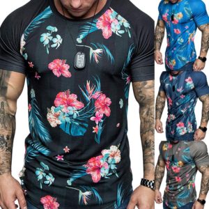 Pánské módní tričko s květinovým potiskem