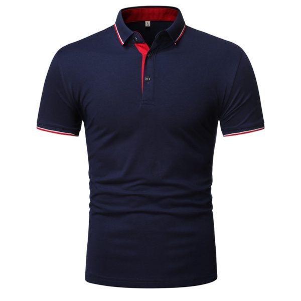 Pánské ležérní jednobarevné kvalitní triko s límečkem a krátkým rukávem - Modra, Xxxl