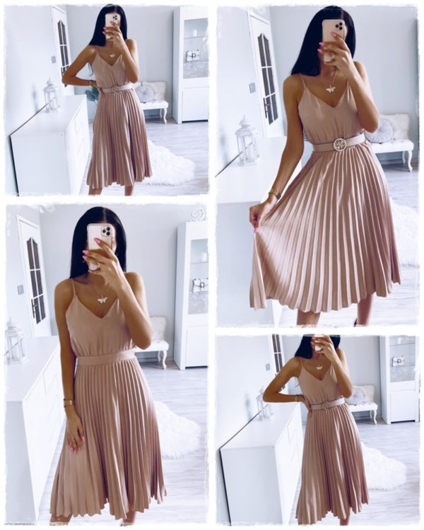 Dámské společenské elegantní růžové šaty se skládanou sukní - Ruzova, L