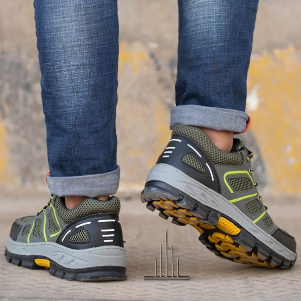 Pánské trekingové boty s ocelovou špičkou - Zelena, 46