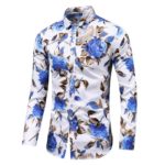 Pánská košile s dlouhým rukávem a květinovým vzorem - 05-8211-blue, 7xl