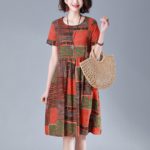 Dámské volné retro šaty v Plus Size velikostech - Red, 4xl