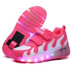 Dětské trendy svítící tenisky na kolečkách - Jd031-pink, 13-5