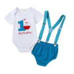 Novorozenecký set s roztomilým potiskem - body + šortky s kšandy - Y, 12-18-mesicu