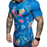 Pánské módní tričko s květinovým potiskem - Grey, Xxxl