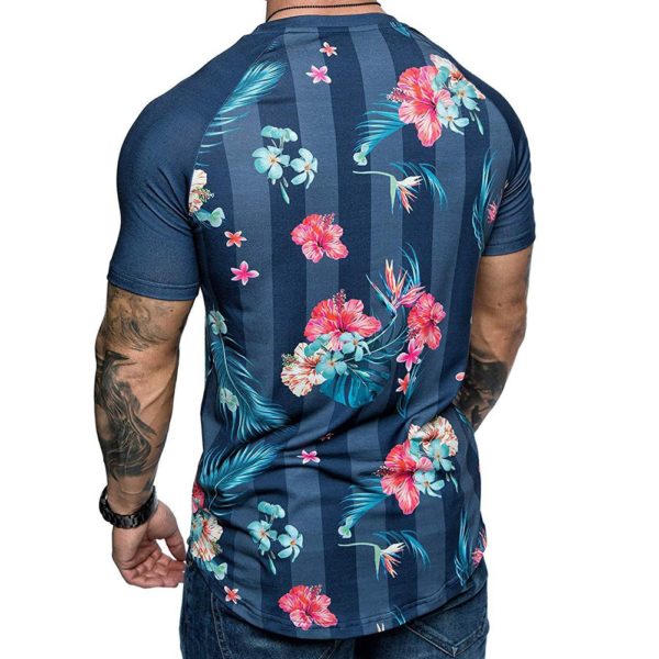 Pánské módní tričko s květinovým potiskem - Grey, Xxxl