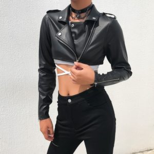 Dámská módní crop top koženková bunda Nina
