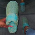 Dámské chlupaté papuče s kamínky - Green, 38