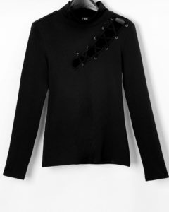 Dámský svetr s dlouhým rukávem a průstřihem na hrudi - Black, Xl