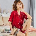 Dámské bavlněné letní pyžamo - Cervena, Xxl