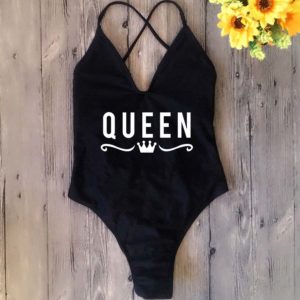 Luxusní dámské jednodílné plavky s nápisem ‘Queen’