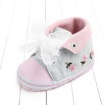 Dívčí roztomilé botičky s měkkou podrážkou zdobené krajkovou mašlí a květiny - Gray, 12-18-mesicu