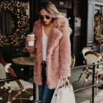 Dámský plyšový zimní kabát Darcie - Pink, Xl