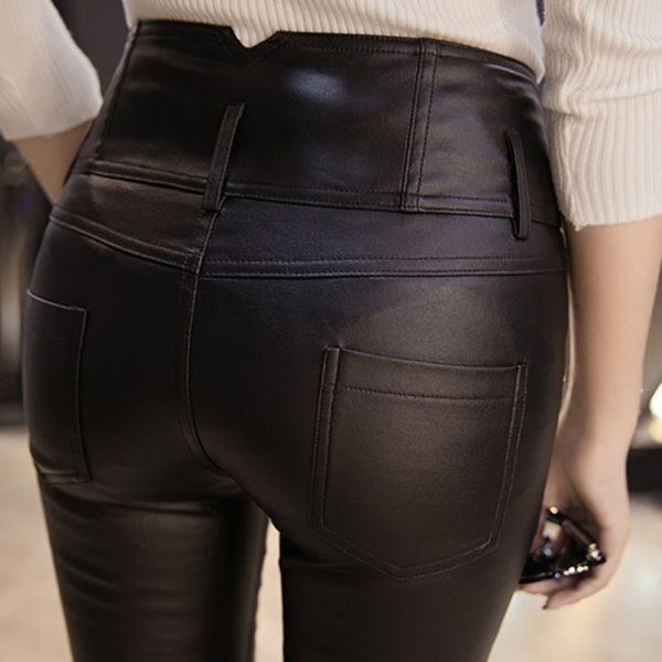 Dámské elastické kalhoty s vysokým pasem - Black, Xxl