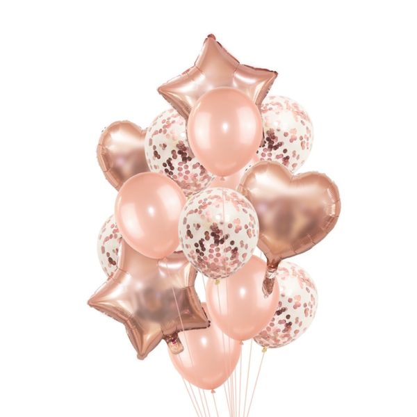 Rose Gold sada nafukovacích balónků ve tvarech - Srdicko