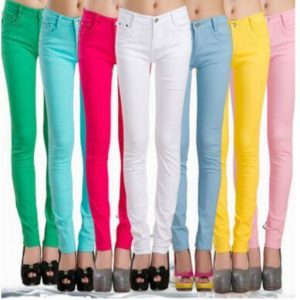 Dámské skinny barevné džíny s vysokým pasem