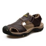 Pánské kožené letní sandále - Black-7239, 47