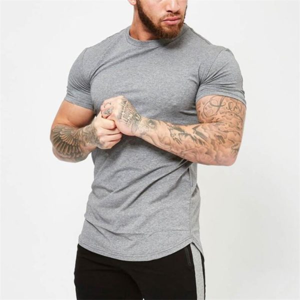 Basic pánské pohodlné bavlněné fitness triko s krátkým rukávem