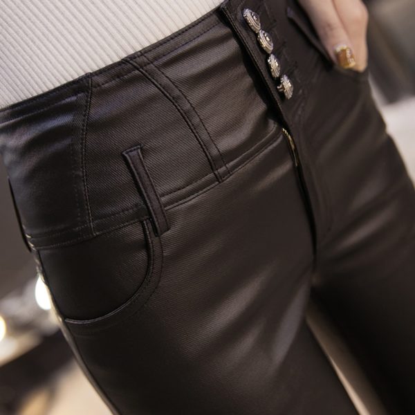Dámské elastické kalhoty s vysokým pasem - Black, Xxl