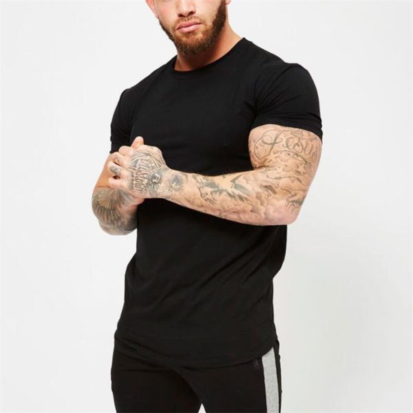 Basic pánské pohodlné bavlněné fitness triko s krátkým rukávem - Bila, Xxl