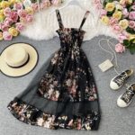 Nádherné květinové šaty Darcy - Black-white, Uni