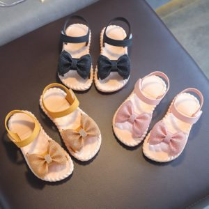 Dívčí módní letní sandálky zdobené mašlí