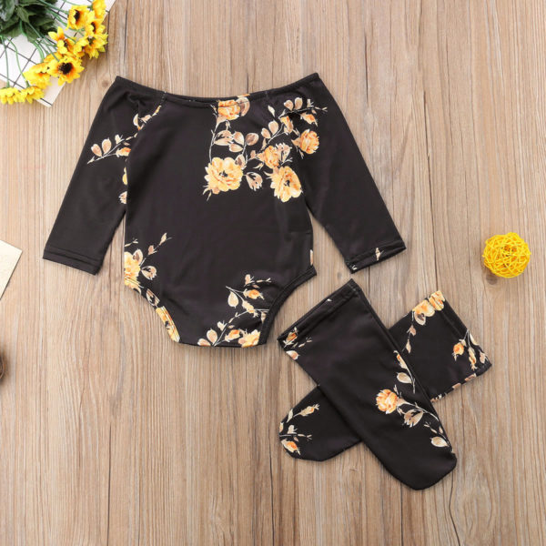 Novorozenecký módní set s květinovým motivem - Black, 18-24-mesicu-2