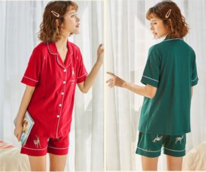 Dámské bavlněné letní pyžamo - Cervena, Xxl