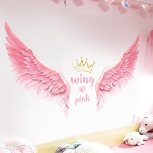 Krásná samolepka na zeď ve tvaru růžových křídel