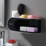Víceúčelový koupelnový držák na mýdlo - Black-with-hooks