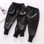 Dětské koženkové kalhoty s tkaničkou - As-show-173, 24mesicu