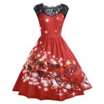 Nádherné dámské áčkové šaty s krajkou na dekoltu - motiv Vánoc - We, Xxl