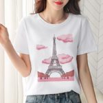 Dámské triko s krátkým rukávem a potiskem Eiffel Tower - V12, Xxl