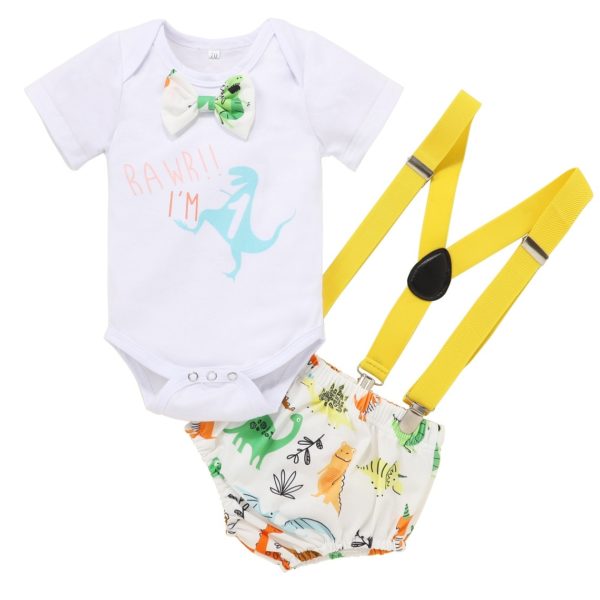Novorozenecký set s roztomilým potiskem - body + šortky s kšandy - Y, 12-18-mesicu