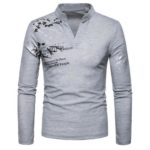 Pánské módní triko v košilovém stylu - Light-gray, Xxxl