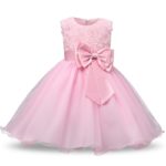 Dětské tylové růžičkové šaty Princess s mašlí - Red-3, 24m